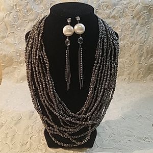 Unique Seed Bead Necklace and Fun Earrings